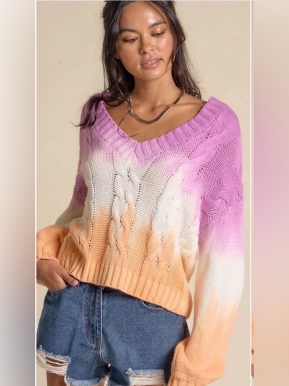 🧡New Lavender Orange Sherbet Lightweight Casual Gorgeous Sweater🧡